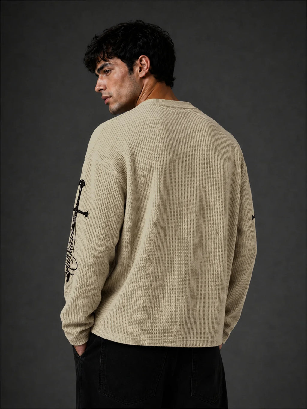 PREMIUM BOXY FIT GRAPHIC WAFFLE T-SHIRT – OFF WHITE