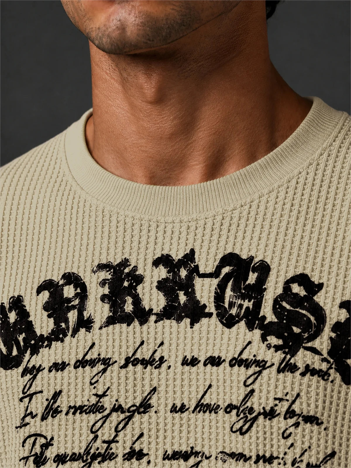 PREMIUM BOXY FIT GRAPHIC WAFFLE T-SHIRT – OFF WHITE