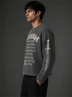 PREMIUM BOXY FIT GRAPHIC WAFFLE T-SHIRT – GREY