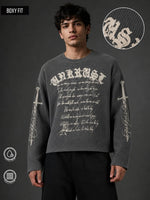 PREMIUM BOXY FIT GRAPHIC WAFFLE T-SHIRT – GREY