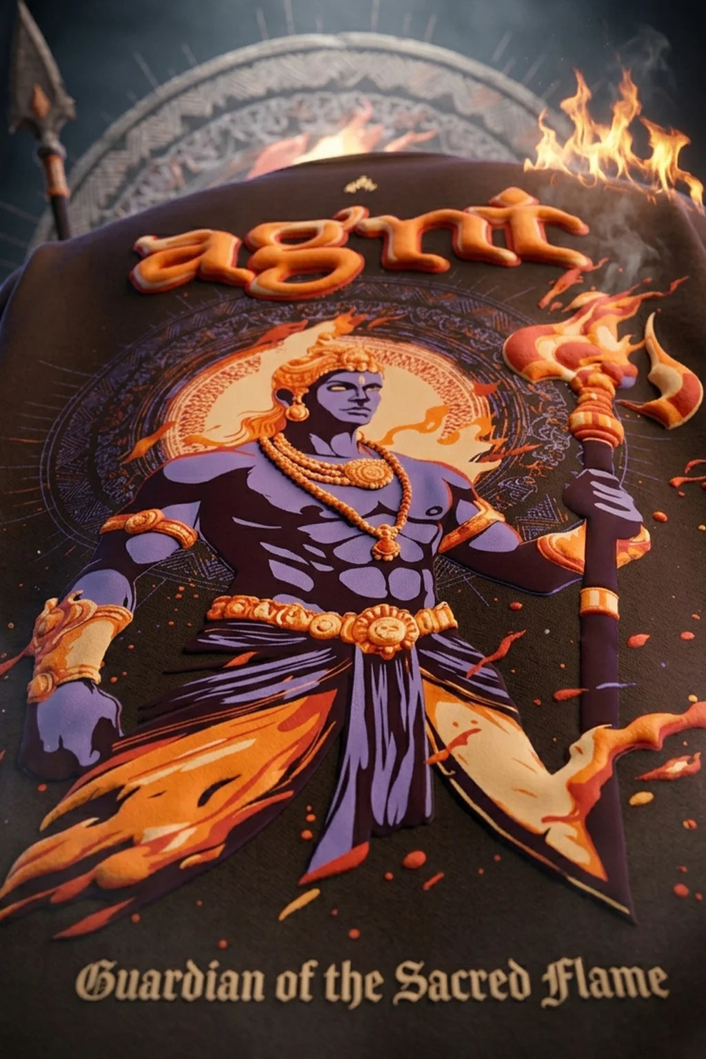 Agni oversized premium T-shirt – Guardian of the Sacred Flame | TRENDWEAR