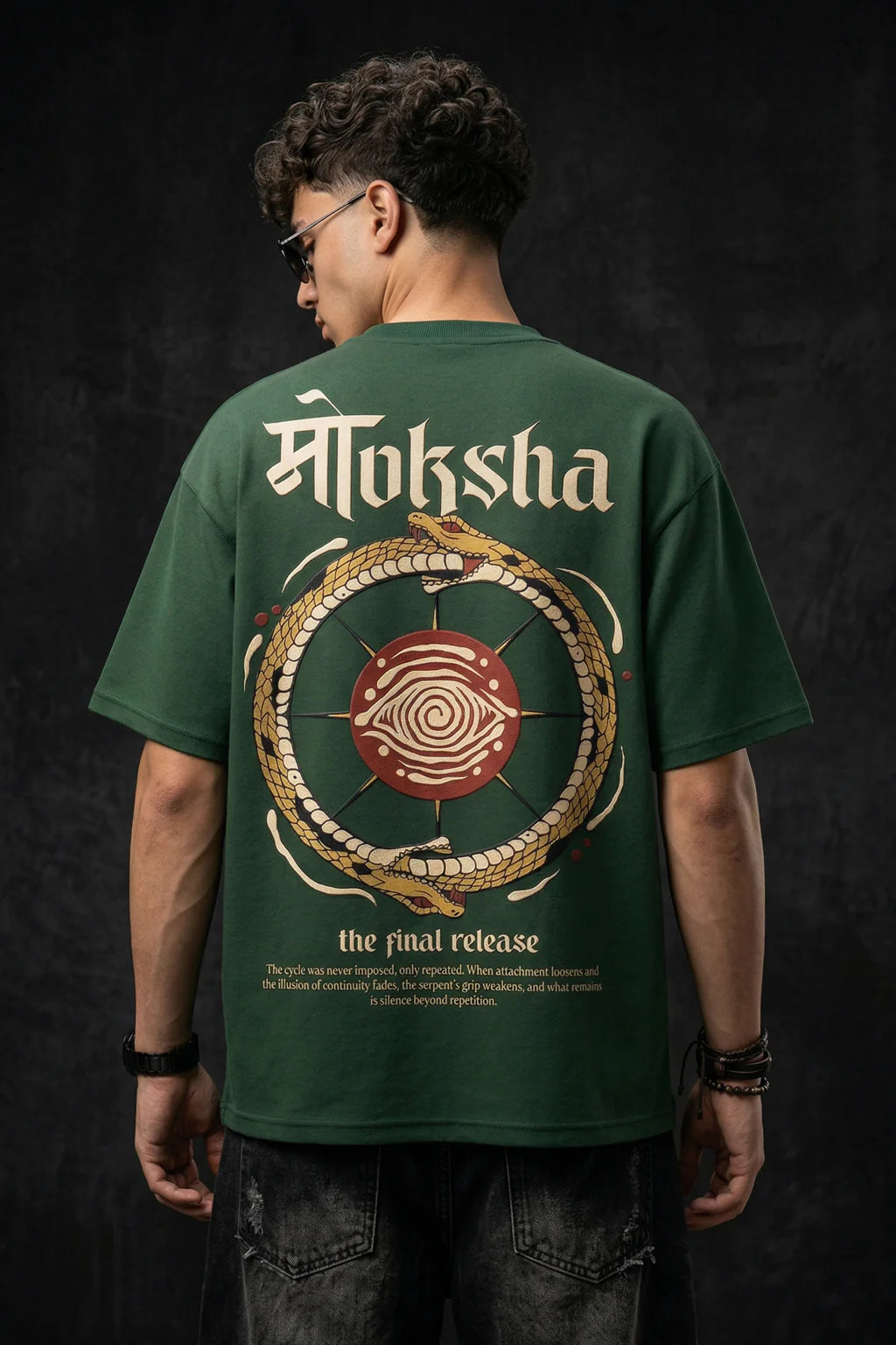 मोक्ष Green Printed Exclusive T-shirt Epic Collection