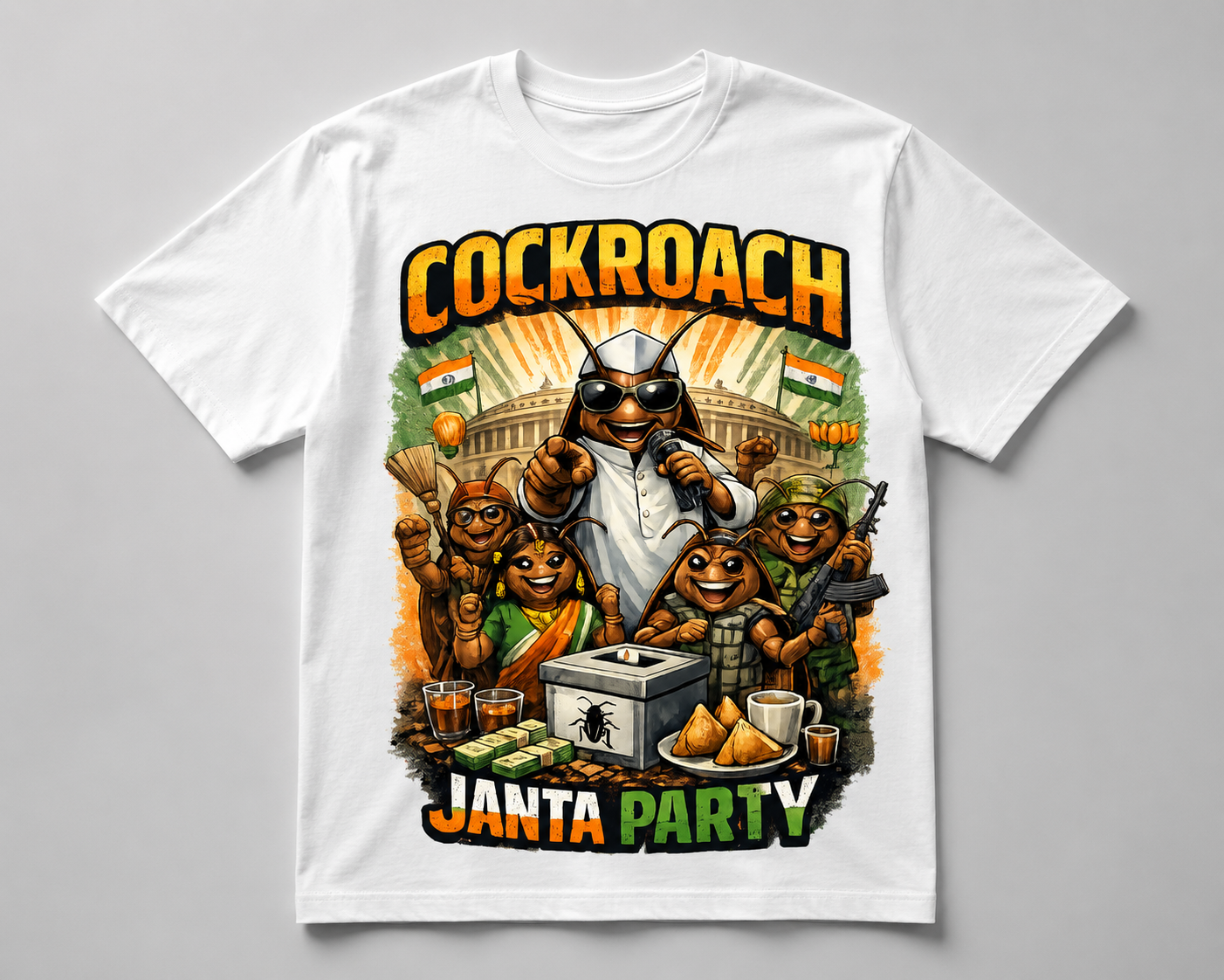🪳Cockroach Janta Party T-Shirt – Political Satire Graphic T-Shirt